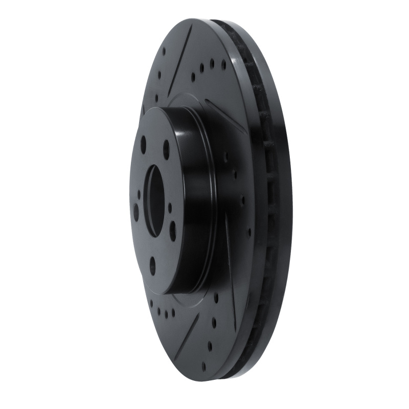 Toyota Corolla Brake Rotor (1) - Front Left - R1 Concepts - Drilled & Slotted - Black - `09-`15